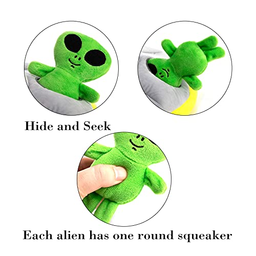 Hollypet Designed Interactive Squeaky Puzzle Plush Hide and Seek Dog Puppy Toy, Spaceship (appx.10.5" W X 5" H Spaceship + 5 Aliens)