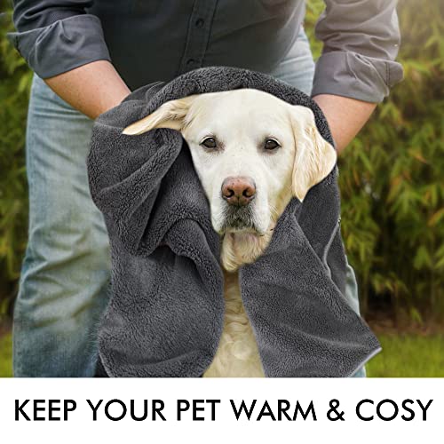 KinHwa Dog Towel Super Absorbent Pet Bath Towel Microfiber Dog Drying Towel for Small, Medium, Large Dogs and Cats 30inch x 50inch Dark-Gray