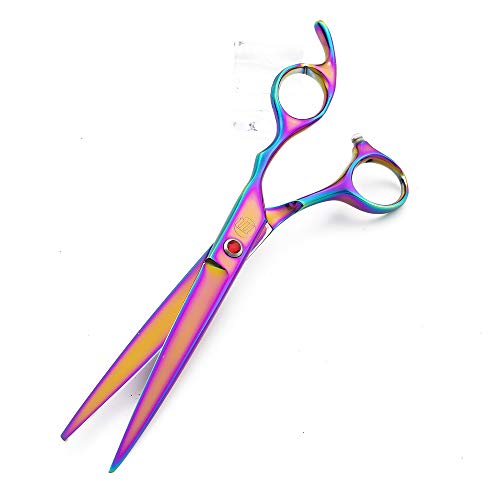 Moontay Professional 7.0" Dog Grooming Scissors Set, 4-pieces Straight, Upward Curved, Downward Curved, Thinning/Blending Shears for Dog, Cat and Pets, JP Stainless Steel, Multicolour