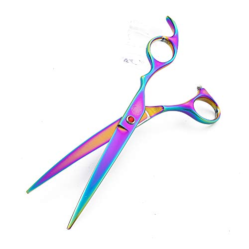 Moontay Professional 7.0" Dog Grooming Scissors Set, 4-pieces Straight, Upward Curved, Downward Curved, Thinning/Blending Shears for Dog, Cat and Pets, JP Stainless Steel, Multicolour
