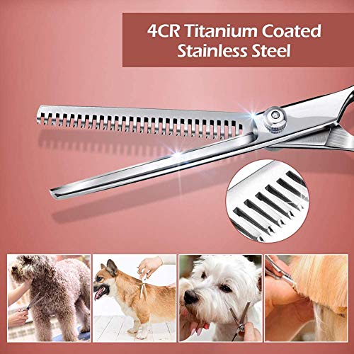 YL TRD Dog Grooming Scissors Kit Hair Cutting Set, Pet trimmer kit, Dog Shears for Grooming, Thinning Shears, Curved Scissors, Grooming Comb for Dogs Rabbits Cats Grooming Tools