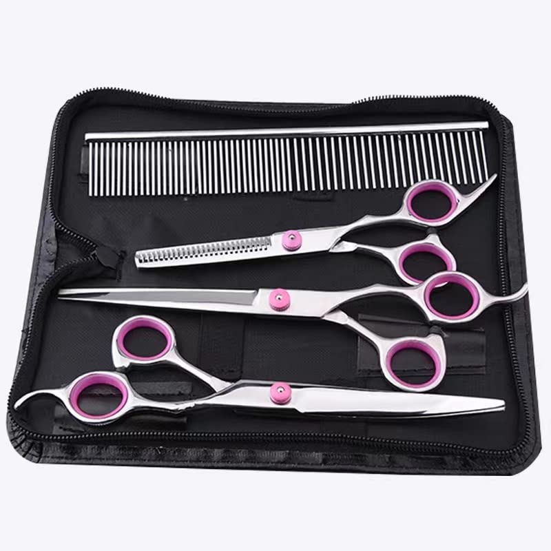 YL TRD Dog Grooming Scissors Kit Hair Cutting Set, Pet trimmer kit, Dog Shears for Grooming, Thinning Shears, Curved Scissors, Grooming Comb for Dogs Rabbits Cats Grooming Tools
