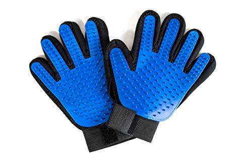 RoyalPups Pet Grooming Gloves Complete with a Bonus Comb Silicone, Blue