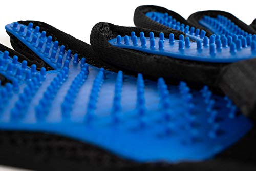 RoyalPups Pet Grooming Gloves Complete with a Bonus Comb Silicone, Blue