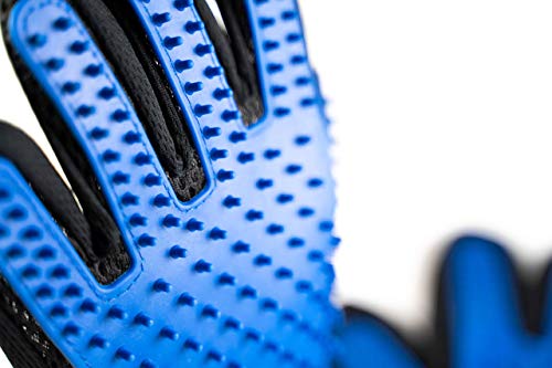 RoyalPups Pet Grooming Gloves Complete with a Bonus Comb Silicone, Blue