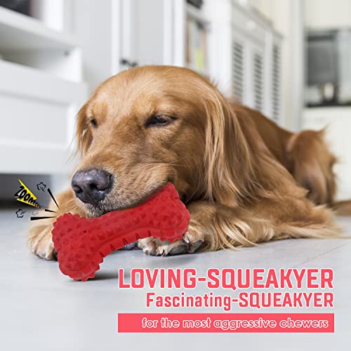 VANFINE Dog Squeaky Toys Almost Indestructible Tough Durable Dog Toys Dog chew Toys for Large Dogs Aggressive chewers Toys Puppy Chew Bone with Non-Toxic Natural Rubber