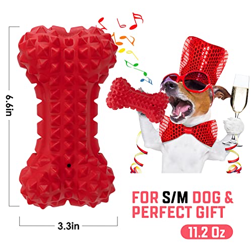 VANFINE Dog Squeaky Toys Almost Indestructible Tough Durable Dog Toys Dog chew Toys for Large Dogs Aggressive chewers Toys Puppy Chew Bone with Non-Toxic Natural Rubber
