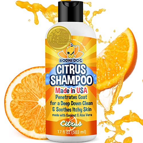 New Refreshing Orange Citrus Dog Shampoo | Coconut and Aloe Vera | All Natural Soothing & Moisturizing Pet Dog Puppy and Cat Wash - Made in USA - 1 Bottle 17oz (503ml)
