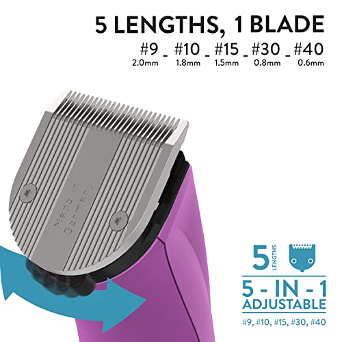 Wahl Professional Animal Creativa Cordless Dog, Cat, Pet, and Horse Clipper with 5-in-1 Adjustable Blade, Berry (#41876-0431)