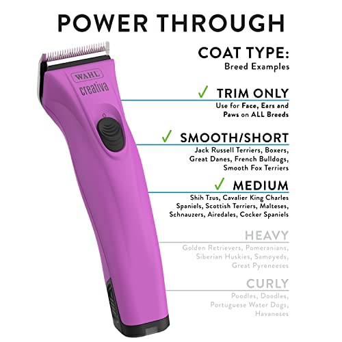 Wahl Professional Animal Creativa Cordless Dog, Cat, Pet, and Horse Clipper with 5-in-1 Adjustable Blade, Berry (#41876-0431)