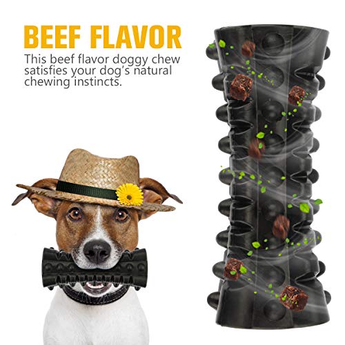 VANFINE Dog Squeaky Toys Almost Indestructible Tough Durable Dog Toys Dog chew Toys for Large Dogs Aggressive chewers Stick Toys Puppy Chew Toys with Non-Toxic Natural Rubber (6.5inch-Cube, Black)