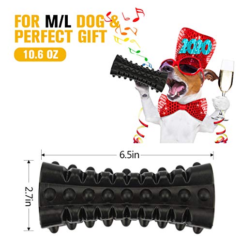 VANFINE Dog Squeaky Toys Almost Indestructible Tough Durable Dog Toys Dog chew Toys for Large Dogs Aggressive chewers Stick Toys Puppy Chew Toys with Non-Toxic Natural Rubber (6.5inch-Cube, Black)