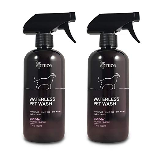 The Spruce Waterless Pet Wash, No Rinse Moisturizing Shampoo forÂ PetsÂ - Daily Pet Care - Cleaning, Cleansing, and Conditioning for Dogs, Puppies, and Cats - Lavender, 17oz, 2 Pack