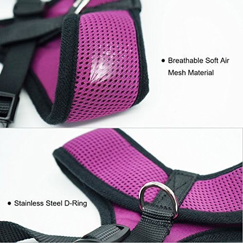 WONDERPUP Soft Mesh Dog Harness No Pull Walking Comfort Padded Vest Harnesses Adjustable Purple XS