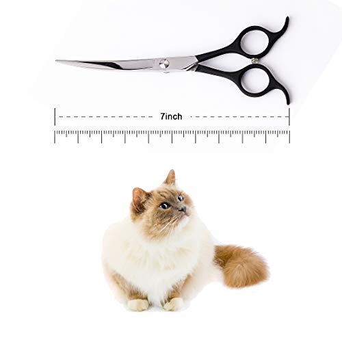 TooSharp Dog Grooming Curved Scissor - 7 Inch Professional Sharp Trimming Shears Designed for Right/Left handers for Long Short Hair of Cat Pet