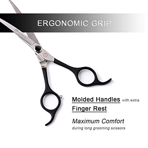 TooSharp Dog Grooming Curved Scissor - 7 Inch Professional Sharp Trimming Shears Designed for Right/Left handers for Long Short Hair of Cat Pet