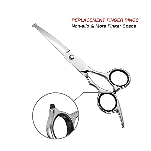Professional Stainless Steel Pet Grooming Scissors Set with Safety Round Blunt Tips Dog Eye Cutter Kit Grooming Tools for Cats Grooming Straight Shears, Thinning Shear, Curved Scissors,Combs