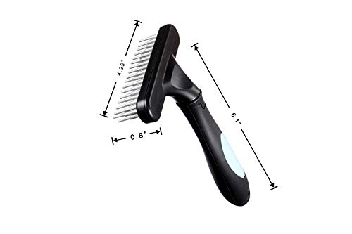 Flymoqi Dog Comb - Stainless Steel Deshedding and Dematting Undercoat Rake â for Dogs, Cats and Rabbits