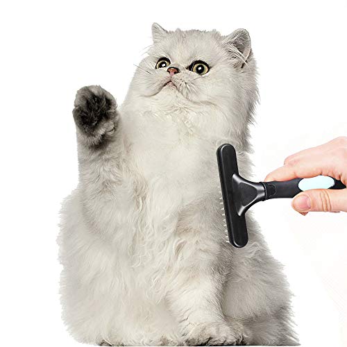 Flymoqi Dog Comb - Stainless Steel Deshedding and Dematting Undercoat Rake â for Dogs, Cats and Rabbits