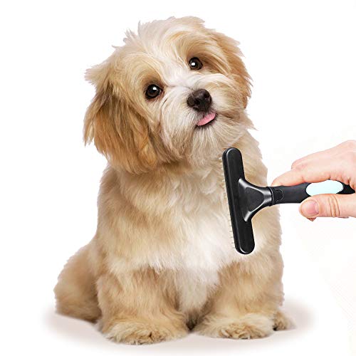 Flymoqi Dog Comb - Stainless Steel Deshedding and Dematting Undercoat Rake â for Dogs, Cats and Rabbits