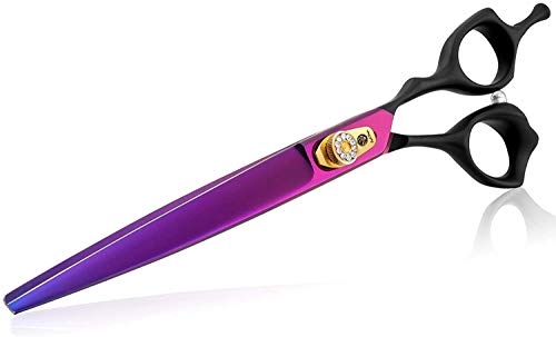 Purple Dragon Professional 7.0/8.0 inch Pet Grooming Hair Cutting Scissor and 6.75/8.0 inch Dog Chunker Shear - Japan 440C Stainless Steel for Pet Groomer or Family DIY Use (8 inch Cutting Scissor)