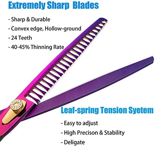 Professional 7.0/8.0 inch Pet Grooming Hair Cutting Scissors and 6.75/8.0 inch Dog Chunker Shear - Japan 440C Stainless Steel for Pet Groomer or Family DIY Use (8 inch Chunker Scissor)