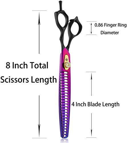 Purple Dragon Professional 7.0/8.0 inch Pet Grooming Hair Cutting Scissor and 6.75/8.0 inch Dog Chunker Shear - Japan 440C Stainless Steel for Pet Groomer or Family DIY Use