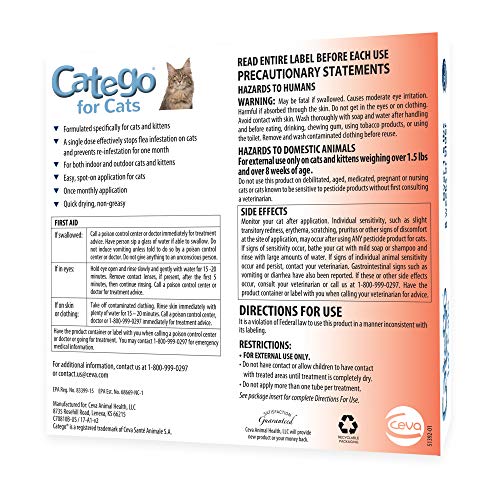 Catego Flea and Tick Control for Cats (6 Pack), 1.5 lb/One Size