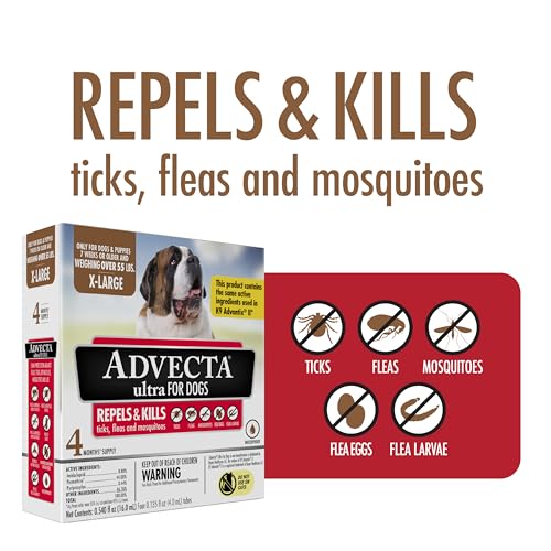 Advecta 3 Flea and Tick Topical Treatment, Flea and Tick Control for Dogs, X-Large over 50lbs, 4 Month Supply