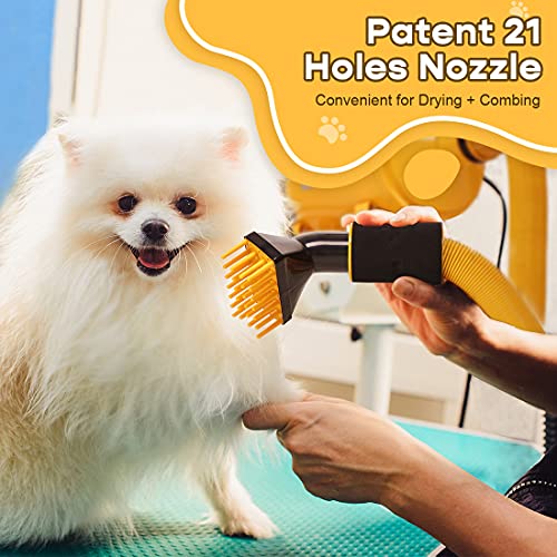 Free Paws Dog Dryer 4.0 HP 2 Speed Adjustable Heat Temperature Pet Dog Grooming Hair Dryer Blower Professional with 5 Different Nozzles and a Shower Massage Glove