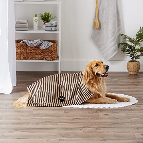 Bone Dry Embroidered Pet Towel, 44 x 27.5", Striped Brown