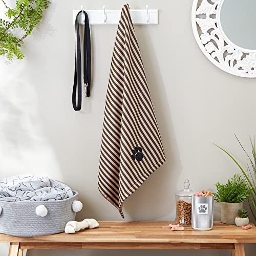 Bone Dry Embroidered Pet Towel, 44 x 27.5", Striped Brown