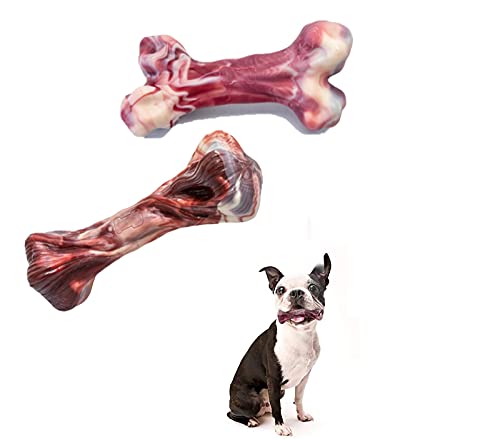EETOYS Dog Toys for Aggressive Chewers Nearly Indestructible Dog Chew Toys for Large Medium Small Dogs Teething Puppies Durable Tough Dog Toys Puppy Chew Toys Made with Hard Nylon (M, 2 pcs Marbled)