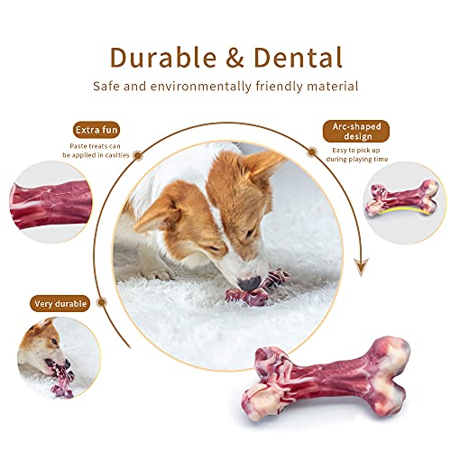 EETOYS Dog Toys for Aggressive Chewers Nearly Indestructible Dog Chew Toys for Large Medium Small Dogs Teething Puppies Durable Tough Dog Toys Puppy Chew Toys Made with Hard Nylon (M, 2 pcs Marbled)