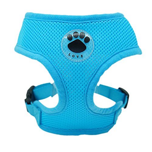 WONDERPUP Soft Mesh Dog Harness No Pull Walking Comfort Padded Vest Harnesses Adjustable Blue M