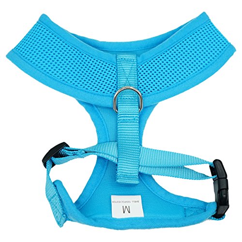 WONDERPUP Soft Mesh Dog Harness No Pull Walking Comfort Padded Vest Harnesses Adjustable Blue M