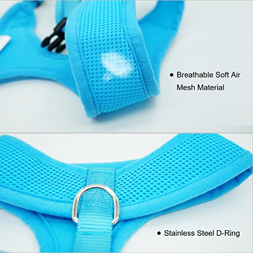 WONDERPUP Soft Mesh Dog Harness No Pull Walking Comfort Padded Vest Harnesses Adjustable Blue M