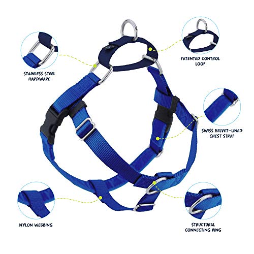 2 Hounds Design Freedom No Pull Dog Harness | Adjustable Gentle Comfortable Control for Easy Dog Walking |for Small Medium and Large Dogs | Made in USA | Leash Included | 5/8" XS Royal Blue