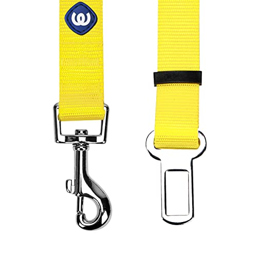 Blueberry Pet Essentials Classic Dog Seat Belt Tether for Dogs Cats, Blazing Yellow, Durable Safety Car Vehicle Seatbelts Leads Use with Harness