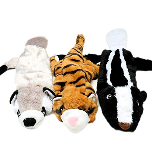 Erictech Dog Squeak Toy No Stuffing Puppy Toy Soft Plush Dog Chew Toy Pack - 3 Packs