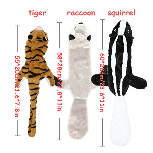 Erictech Dog Squeak Toy No Stuffing Puppy Toy Soft Plush Dog Chew Toy Pack - 3 Packs