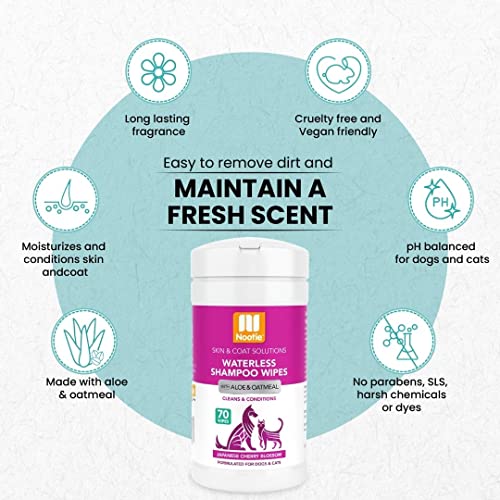 Nootie Waterless Shampoo Wipes for Dogs & Cats-Long Lasting Fragrances-Sold in Over 3000 Vet Clinics-Made in U.S.A. 70 Count
