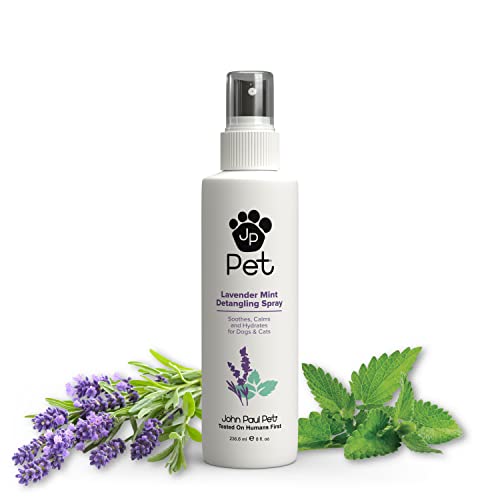 Oatmeal Waterless Foam - Grooming for Dogs and Cats, Soothe Sensitive Skin Formula with Aloe for Itchy Dryness for Pets, & Lavender Mint Detangling Spray for Dogs and Cats, Non-Aerosol, 8-Ounce, clear