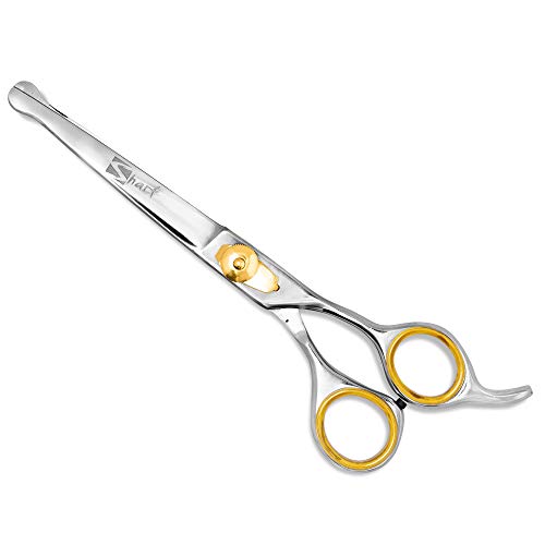Sharf Dog Grooming Scissors, Gold Touch 7.5 Inch Straight Sharp Professional Pet Grooming Shear with Safety Round Tip, Ball Point for Safe and Easy Use for Cat or Dog Grooming