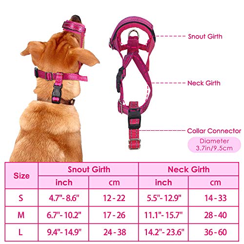 SlowTon Soft Dog Muzzle, Adjustable Padded Nylon Muzzle for Large Medium Dogs Anti Chewing Barking Biting, Allow Dog Pant & Drink (Fuchsia, M)