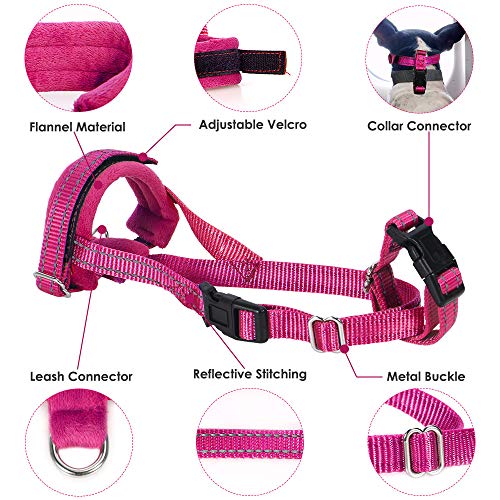 SlowTon Soft Dog Muzzle, Adjustable Padded Nylon Muzzle for Large Medium Dogs Anti Chewing Barking Biting, Allow Dog Pant & Drink (Fuchsia, L)