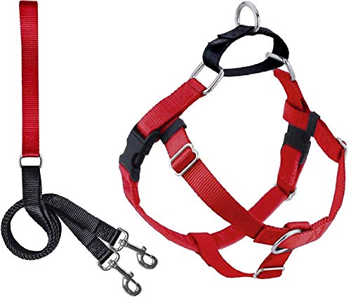 2 Hounds Design Freedom No Pull Dog Harness | Adjustable Gentle Comfortable Control for Easy Dog Walking |for Small Medium and Large Dogs | Made in USA | Leash Included | 1" LG Red