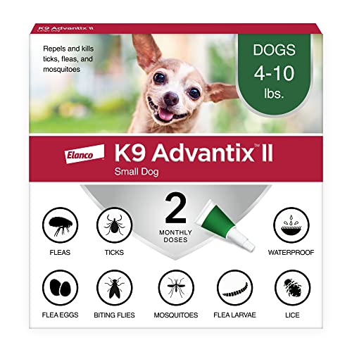 Bayer K9 Advantix II Flea, Tick and Mosquito Prevention for Small Dogs, 4 - 10 lb, 2 doses