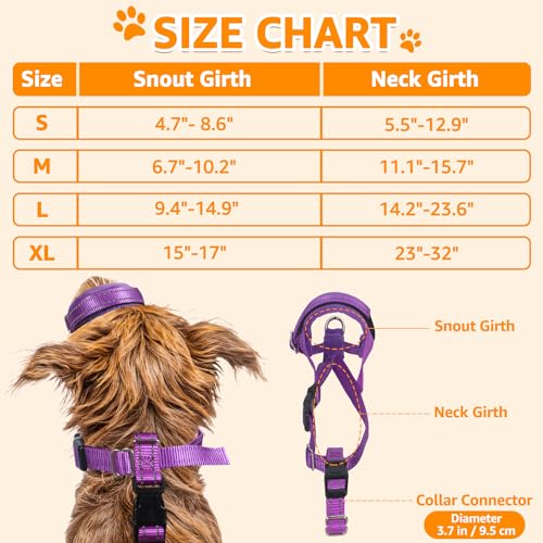 SlowTon Soft Dog Muzzle, Adjustable Padded Nylon Muzzle for Large Medium Dogs Anti Chewing Barking Biting, Allow Dog Pant & Drink (Purple, M)