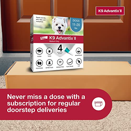 Bayer K9 Advantix II Flea, Tick and Mosquito Prevention for Medium Dogs, 11 - 20 lb, 4 doses